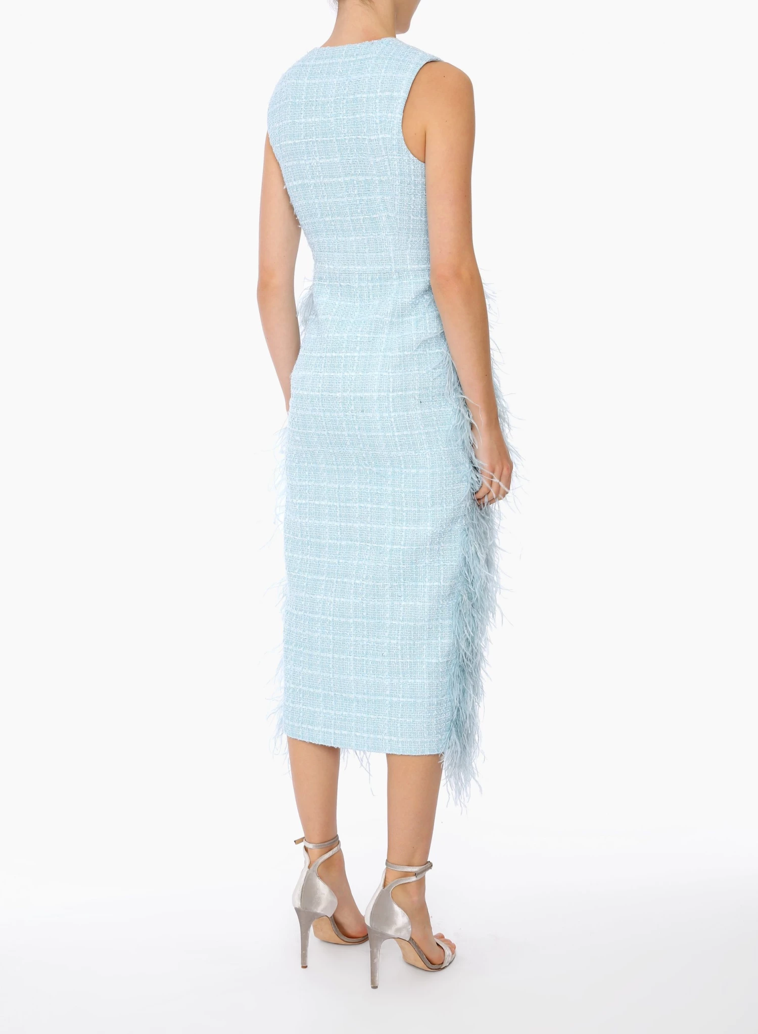 Huishan Zhang ZELDA DRESS BLUE TWEED 4 Huishan Zhang ZELDA DRESS BLUE TWEED